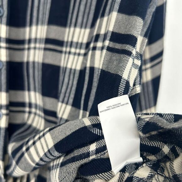 Lucky Brand Blue Bungalow Plaid Button Up Shirt Slouchy Tuxedo Back Size… - Picture 13 of 13